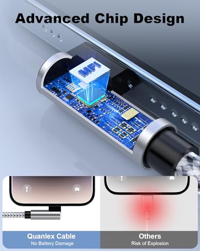 Phone Charger Cable 5M,[MFFi Certified] Right Angle 90 Degree Fast Charging Phone Cable Nylon PD Fast Charging Lightnning USB Compatible with Phone 14 13 12 11 Pro Max Mini XR XS X 8 7 6
