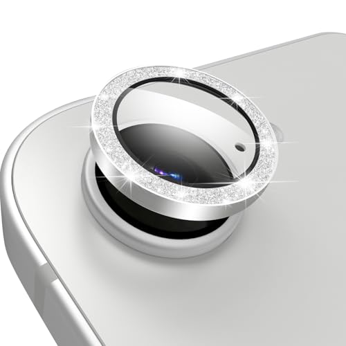 TENOC Camera Lens Protector for iPhone 16e & 17e, Silver Glitter - size: iPhone 16e/17e