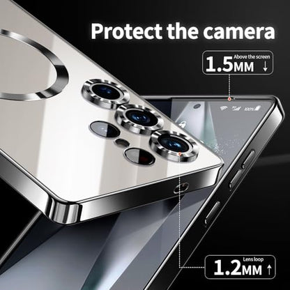 Hurgoer for Samsung Galaxy S22 Ultra Case.Soft TPU Electroplated Frame Cover with Clear Back.Drop Tested Protective Full Body Case.Thin Light Slim【Not Magsafe】 (Black, S22 Ultra) - color: Black, size: S22 Ultra