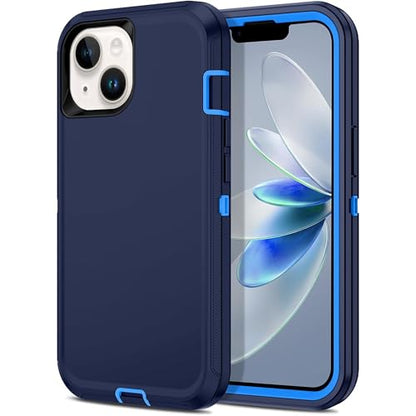 Apple iPhone 13 / iPhone 14 / iPhone 15 / iPhone 16e Case (6.1") Rugged Case Heavy Duty Shockproof Dust/Drop Proof Dual Layer Cover Navy - color: Navy
