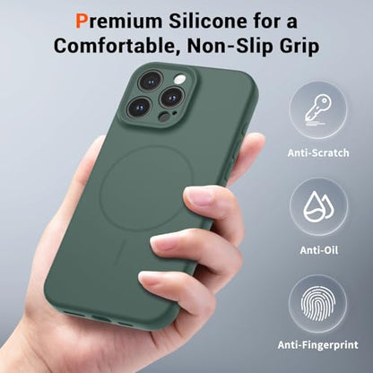 SUPFINE Silicone & Magnetic for iPhone 16 Pro Max Case - color: Acacia Green, size: iPhone 16 Pro Max