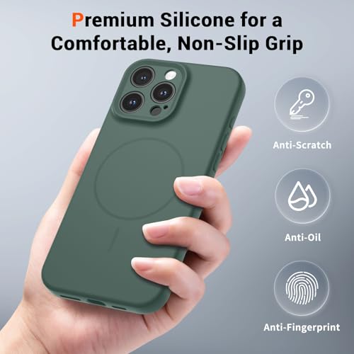SUPFINE Silicone & Magnetic for iPhone 16 Pro Case - color: Acacia Green, size: iPhone 16 Pro