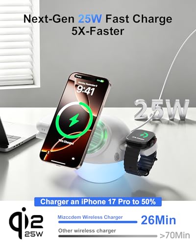 3-in-1 MagSafe Qi2.2 25W Fast Wireless Charger, iPhone Apple Watch