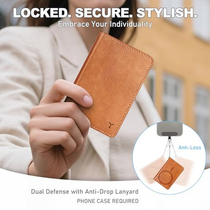 TUCCH Magnetic Wallet for Magsafe iPhone, 6 Card Holders, Textured Brown | RFID Blocking, Clear ID Window, for iPhone 17/17e/16/15/14/13/12 Pro/Pro Max/Plus, PU Leather - color: Brown - Textured