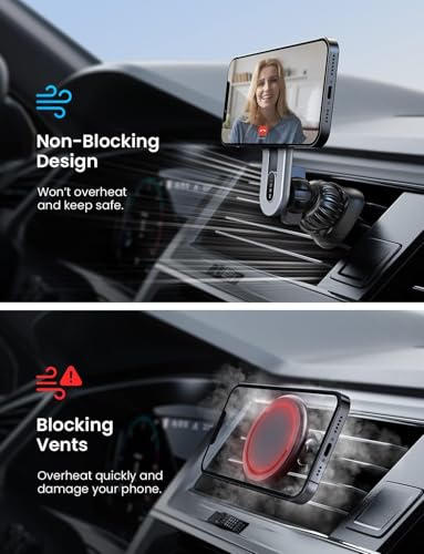 LISEN for iPhone 18 Car Mount, MagSafe Car Mount, Magnetic Phone Holder for Car Vent Phone Mount, Magnetic Car Phone Holder iPhone Car Mount, Air Vent Car Phone Mount Gifts for iPhone 18 17 16, Blue - color: Silver