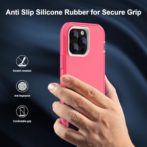 Sansunto Women Case for iPhone 13 Pro Max & iPhone 12 Pro Max, Full Body Protection Heavy Duty Shockproof Silicone Rubber Rugged Durable Phone Cover 6.7 Inch. (Rose) - color: Rose/Cobalt
