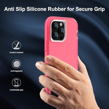 Sansunto Women Case for iPhone 13 Pro Max & iPhone 12 Pro Max, Full Body Protection Heavy Duty Shockproof Silicone Rubber Rugged Durable Phone Cover 6.7 Inch. (Rose) - color: Rose/Cobalt