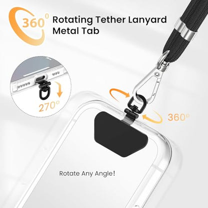 COCASES Metal Phone Tether Tab, Ultra-thin 360° Rotating Phone Lanyard Tab - color: Black*3
