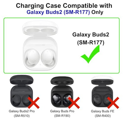 Wired Charging Case Compatible with Samsung Galaxy Buds2 (SM-R177), Replacement Charger Case Dock Station for Galaxy Buds2 Bluetooth Earbuds (White)