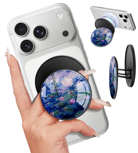 Magnetic Phone Grip, Cute Finger Grip Phone Stand, Water Lily - color: Water Lily