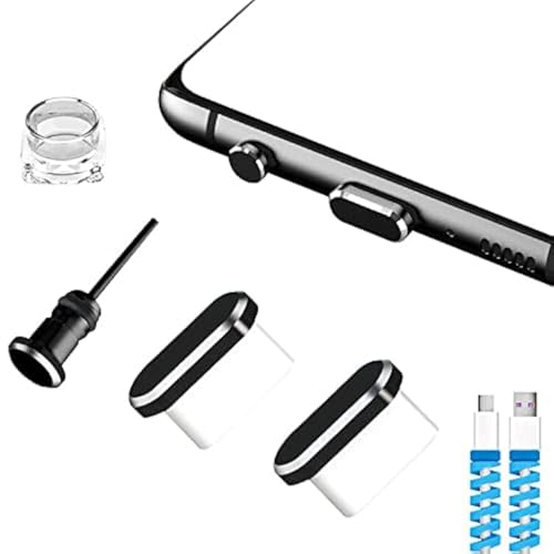 USB C Dust Plugs Charging Port Cover Caps, 2 PCS (Black) - color: Black