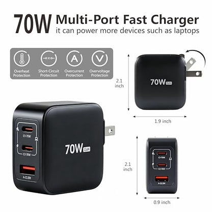 Travel Wireless Charger, 3-in-1 Charging Station, 25W Wireless Charger, Foldable,TEC Active Cooling, for iPhone 18/17, Apple Watch, AirPods(Within 2C1A Charger+6Ft Cable)