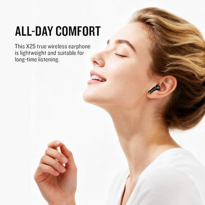 X25 Wireless Earbuds, Semi-in-Ear Bluetooth 5.3 Headphones - color: Black