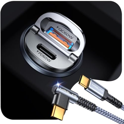 MRGLAS 125W Fast iPhone 18/17 Pro Max Car Charger with USB C Cable - color: Black, size: 125W