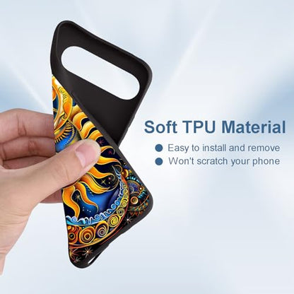 for Google Pixel 9 Pro XL Phone Case, TPU Shockproof Full Body Protection 6.8" Sun Moon Stars Cover for Pixel 9 Pro XL, Lightweight Compatible Wireless Charging, Screen Protector Film - color: Sun Moon Stars