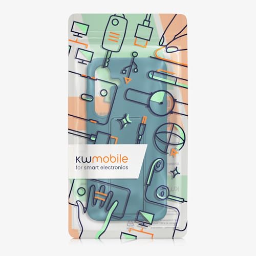 kwmobile Case for Samsung Galaxy S24 Case - Soft TPU Cover with Silicone Coating - with Hand Strap and Stand Function - Shockproof - Teal Matte - color: teal matte, size: Galaxy S24