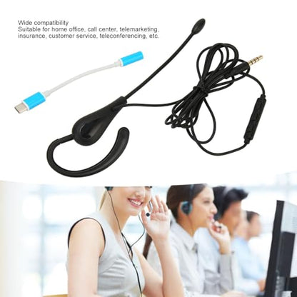 Cyrank Single Earbud, Mono Headphone Noise Cancelling One Ear Sport Earphone with Mic Wired One Ear Earphone Headset for Office(Type-c)