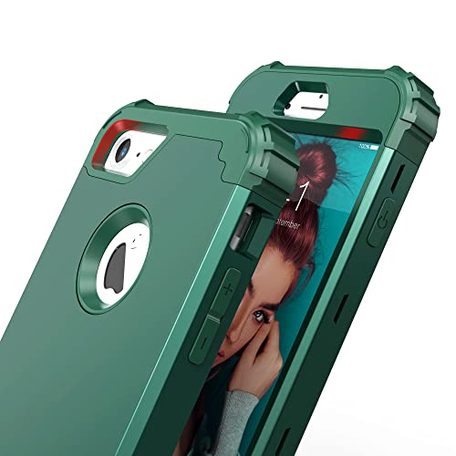 IDweel for iPhone 8 Case,for iPhone 7 Case with Screen Protector,3 in 1 Shockproof Hybrid Heavy Duty Hard PC Cover Soft Silicone Sturdy Bumper Full Body Sturdy Case,Graphite Green/Dark Green - color: Graphite Green/Dark Green