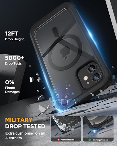 miracase Magnetic for iPhone 12 mini Case, [360 Full-Body Protection & Complete Camera Guard], Drop & Scratch-Resistant, Shockproof, Stylish Clear iPhone Case, iPhone 12 mini Cover, Black - color: Magnetic Classic Black, size: iPhone 12 Mini