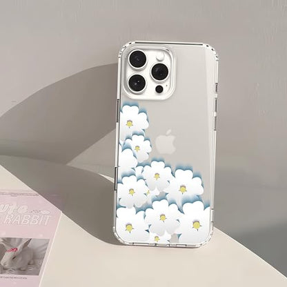 IAIYOXI Clear Case for iPhone 16 Pro, [Crystal Clear Military-Grade Drop Protection], Non-Yellowing, Slim Lightweight Transparent TPU Bumper Phone Case Cover Design - White Flower - color: White Flowers, size: iPhone 16 Pro