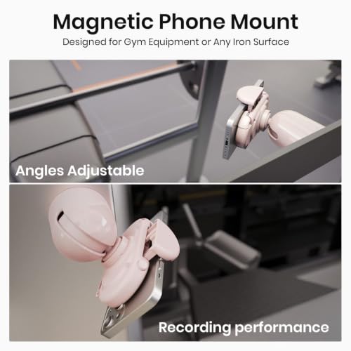MiiKARE Dual Magnetic Gym Phone Holder Mount for MagSafe, Adjustable (Pink) - color: Pink