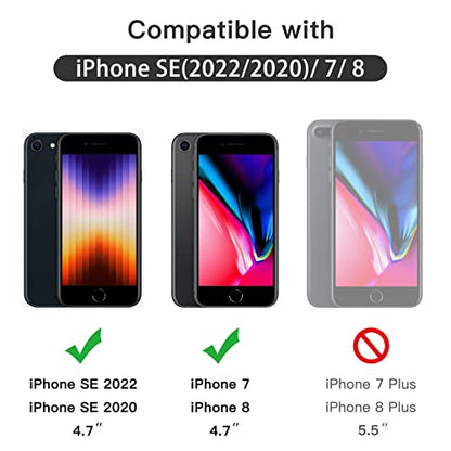 JETech Screen Protector for iPhone SE 3/2, iPhone 8/7, Black, 3-Pack | Full-Coverage, Black Edge Tempered Glass, Easy Installation Tool, HD Clear, Case-Friendly - size: iPhone SE 3/2, iPhone 8/7