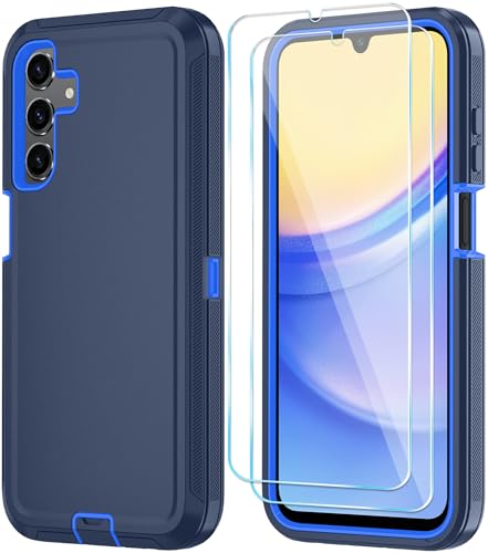 Qinmay Phone Case for Samsung Galaxy A15 5G Case with HD Screen Protector, Heavy Duty Shockproof & Dropproof 3-Layer Cover Phone Case for Galaxy A15,NavyBlue - color: Dark Blue, size: for Galaxy A15