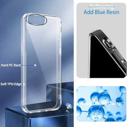 JJGoo for iPhone 17e Case and for iPhone 16e Case Clear, Transparent Shockproof Hard PC Back Protective Cover Bumper Phone Case for iPhone 16e / 17e - color: Clear