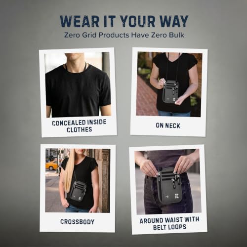 Zero Grid RFID Travel Neck Wallet, Extra Large Passport Holder, Dark Grey - color: Dark Grey, size: Family
