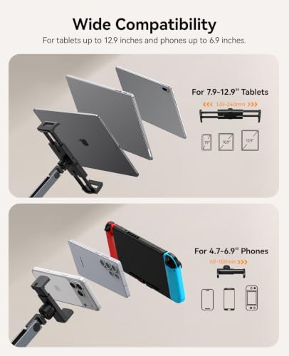 ORICO Tablet Stand, 3-Section Aluminum arm, 4-axis Adjustment, RA1, Gray - color: Gray