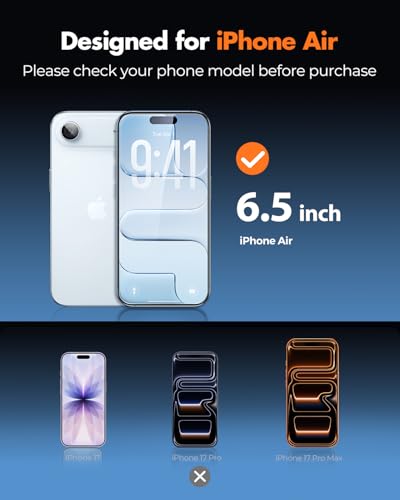 UNBREAKcable iPhone 17 Air Screen Protector & Camera Lens Protector - size: iPhone 17 Air