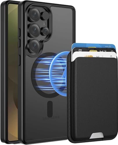 Magnetic for Samsung Galaxy S25 Ultra Wallet Case with Card Holder﻿ | Compatible with MagSafe, Shockproof Phone Cover with Detachable RFID Blocking Card Slot, Black - color: Black, size: S25 Ultra 6.9"