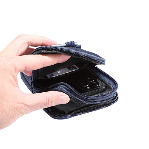 Men's Smartphone Waist Bag Zipper Mobile Phone Holster Waist Pouch Wallet with Carabiner Belt Loop for Outdoor Sport Travel - color: Blue