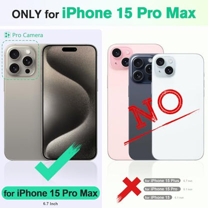 TUCCH Wallet Case for iPhone 15 Pro Max (6.7"), Flip Stand, Black & White | RFID Blocking, 4 Card Holders, Kickstand, PU Leather, Shockproof TPU Shell, Magnetic Closure, Protective Folio Cover - color: Black & White