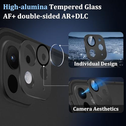 Camera Lens Protector Compatible for iPad Pro 11/13 Inch M5/M4 2025/2024,Matte Metal Tempered Glass Rear Camera Screen Cover Accessories,[Anti-Scratch] [Drop-Proof][Full Coverage] - Black - color: Black