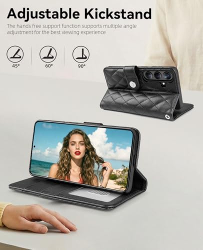 OCASE for Samsung Galaxy S26 Wallet Case, Card Holder, Diamond Black | RFID Blocking, Kickstand, Magnetic Closure, PU Leather Flip Folio, Shockproof TPU Shell, Protective Phone Cover (6.3") 2026 - color: Diamond Black, size: Samsung Galaxy S26