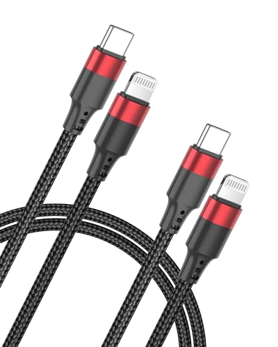 Bkduice 2ft USB C to Lightning Cable, 2 Pack PD Fast Charging [MFi Certified] USB C iPhone Charger Cord, Braided Short USBC to Lightning Cable for iPhone 14/13/12/11 Pro Max/XR/XS/SE/AirPods