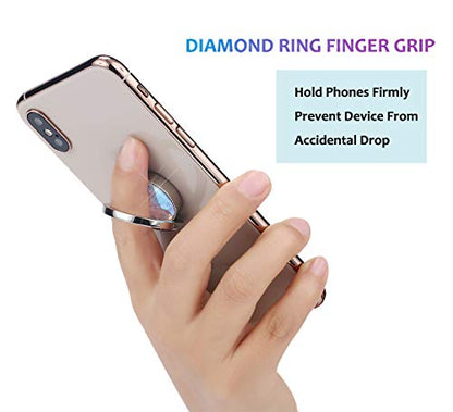 Glitter Bling Bling Phone Ring Holder,Sparkle Phone Ring Grip Artificial Diamond Stand,Rhinestone Cell Finger Ring for Phones,Pad(Silver) - color: Silver