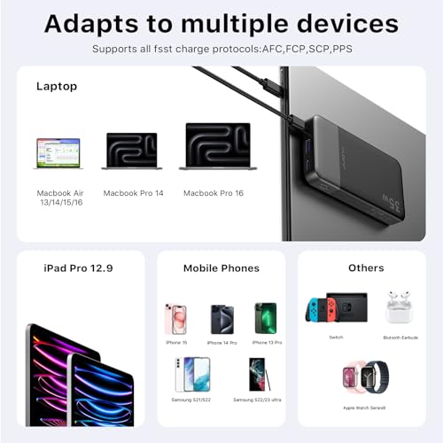 JUOVI Power Bank 35W 10000mAh Portable Charger Fast Charging - color: Pink