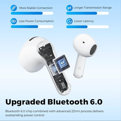 SoundPEATS Air6 HS LDAC Hi-Res Wireless Earbuds, Bluetooth 6.0, 13mm Driver - color: White