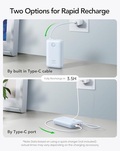 VIYISI Portable Charger 20000mAh 30W Fast Charging with 2 Cables - color: Blue