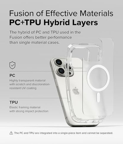 Ringke for iPhone 16 Pro Max Case [Fusion Magnetic Matte Clear] | Compatible with MagSafe, Oil & Dirt Resistant, Anti-Fingerprint Technology Prevents Oily Smudges, Feels Velvety Soft - size: iPhone 16 Pro Max