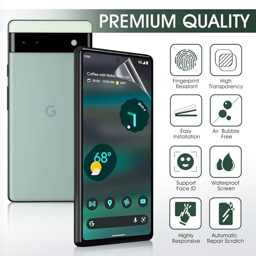 3 Pack Screen Protector for Google Pixel 6A, Self-Healing Flexible TPU Protective Film for Google Pixel 6A, High Sensitivity Hydrogel Film, HD Ultra-Thin Full Coverage, Easy Installation - size: Google Pixel 6A
