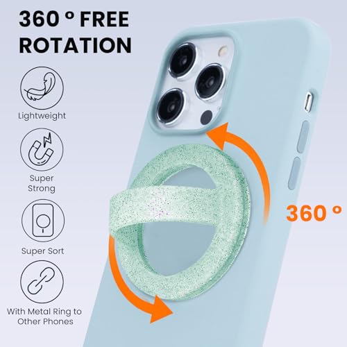 Magnetic Silicone Phone Grip Ring Holder Compatible with MagSafe Phone Case - color: Star Green