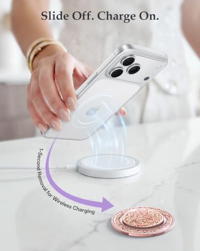 SYNCWIRE for MagSafe Phone Grip, Sparkly Magnetic Phone Ring Holder - color: Glitter Rose Gold