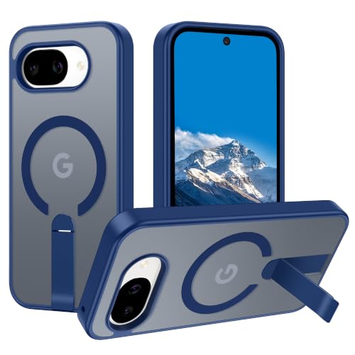 for Google Pixel-10A Case Compatible with MagSafe, Navy Blue | Built-in Metal Kickstand, Rugged Protection, Slim Fit & Matte Translucent Case for Pixel 10 A - color: Navy Blue, size: Pixel 10A 6.3"