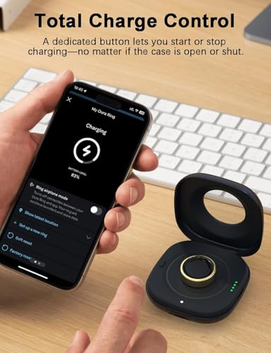 Wireless Charging Case for Oura Ring 3 Charger, 2000mAh Portable Travel Charging Station Fits All-Sized Ring Gen 3, 30-Day Runtime (Official Charger NOT Included),Black
