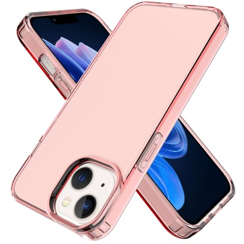 Phone Case for iPhone 14 Clear, [Crystal Clear][Non-Yellowing] Slim Shockproof Reinforced Drop Protective Flexible TPU Back Cover Phone Case for iPhone 14 Protective Case(Pink) - color: Pink