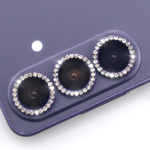 for Samsung Galaxy S26 / S26 Plus Camera Lens Protector, Bling Diamond Metal Ring Tempered Glass Lens Cover, Sparkly Rhinestone Accessories (Violet) - color: Violet