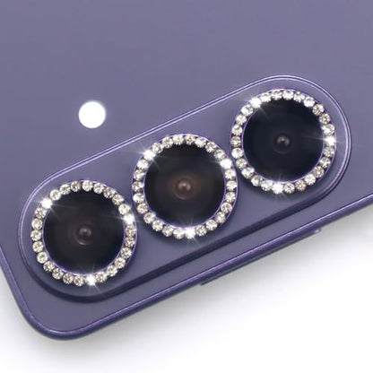 for Samsung Galaxy S26 / S26 Plus Camera Lens Protector, Bling Diamond Metal Ring Tempered Glass Lens Cover, Sparkly Rhinestone Accessories (Violet) - color: Violet